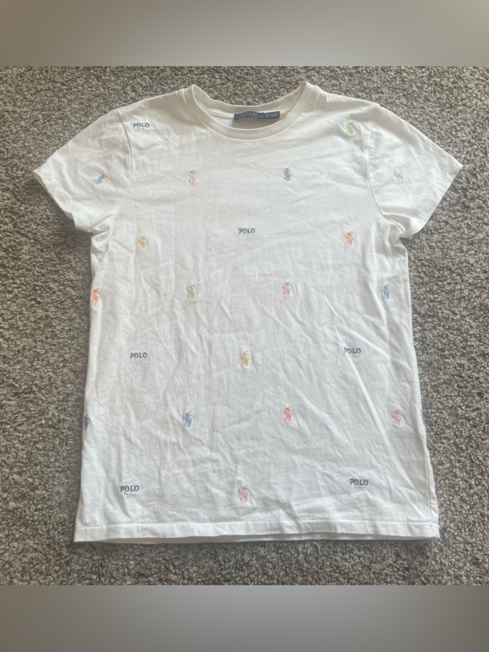 Polo Ralph Lauren Women’s T-Shirt All Over Embroidered Pony Logo XS